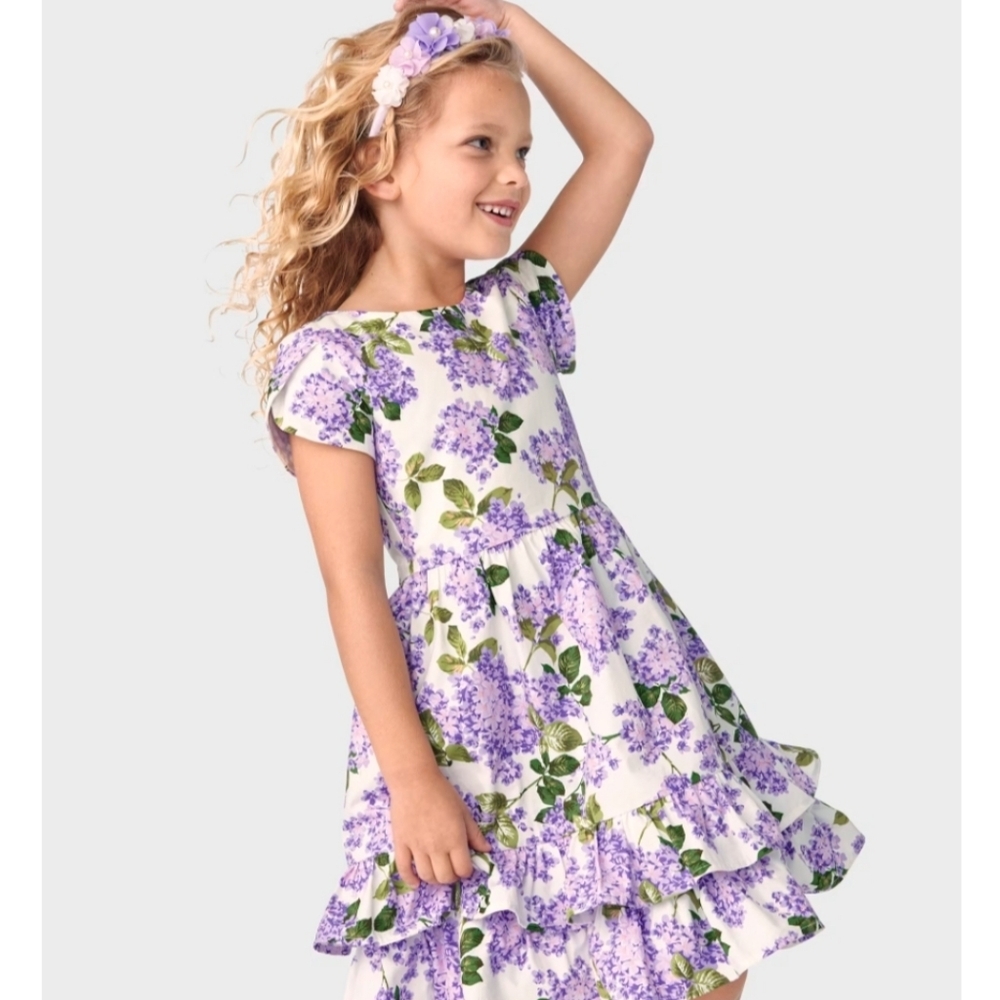 Lilac Hydrangea Print Cotton Girls Dress Size 2 Gymboree